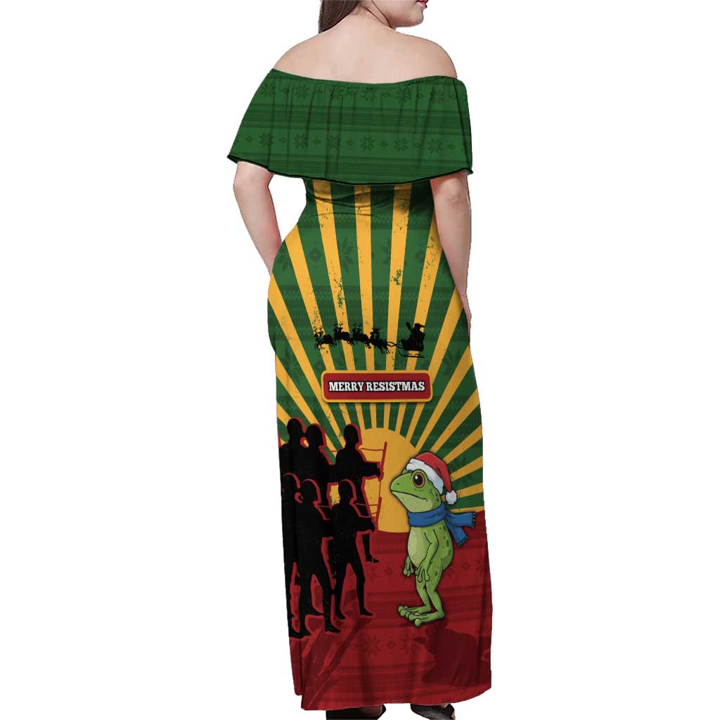 Merry Resistmas Family Matching Off Shoulder Maxi Dress and Hawaiian Shirt Resist Portland Frog - Wonder Print Shop
