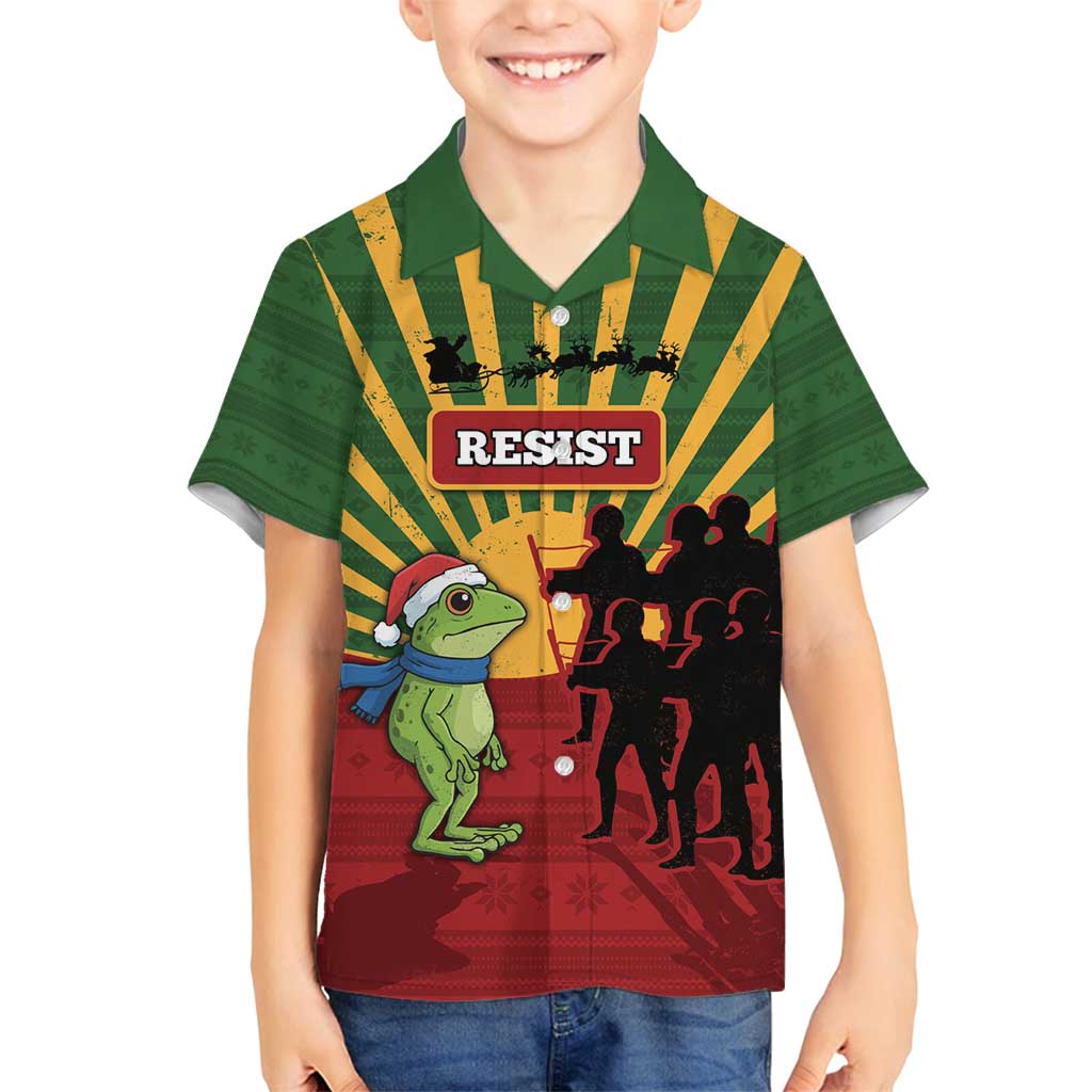 Merry Resistmas Family Matching Puletasi and Hawaiian Shirt Resist Portland Frog - Wonder Print Shop