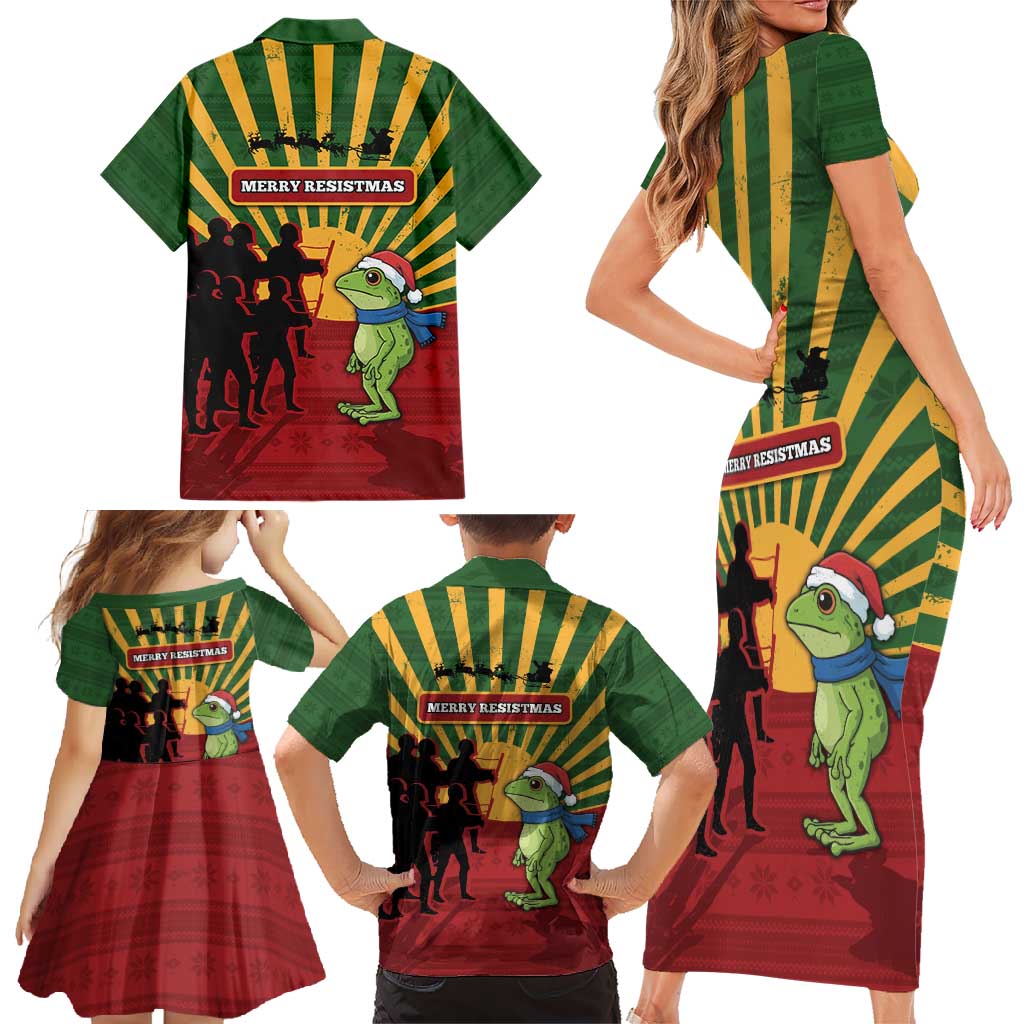 Merry Resistmas Family Matching Short Sleeve Bodycon Dress and Hawaiian Shirt Resist Portland Frog - Wonder Print Shop
