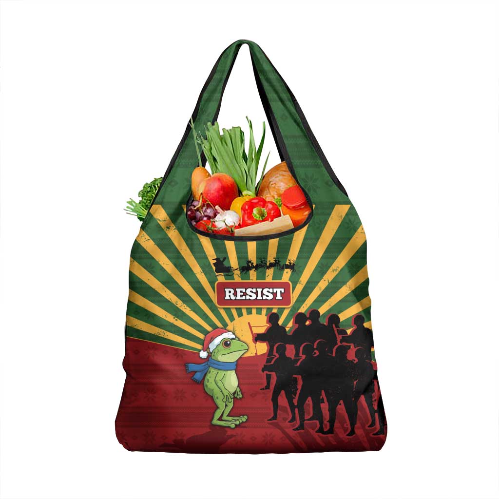 Merry Resistmas Grocery Bag Resist Portland Frog - Wonder Print Shop