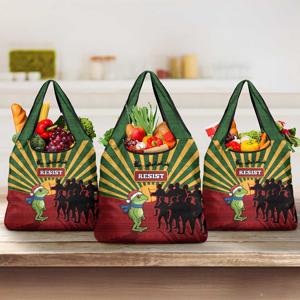 Merry Resistmas Grocery Bag Resist Portland Frog - Wonder Print Shop
