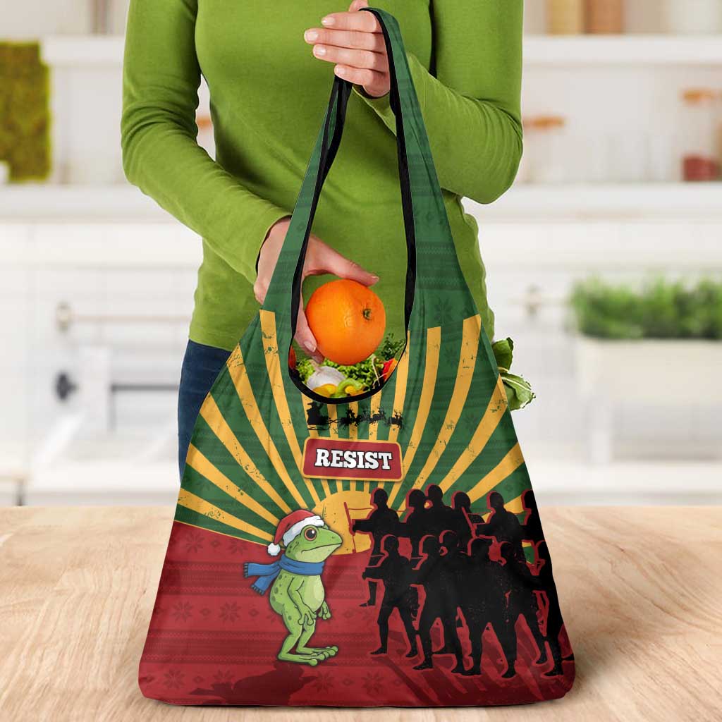 Merry Resistmas Grocery Bag Resist Portland Frog - Wonder Print Shop