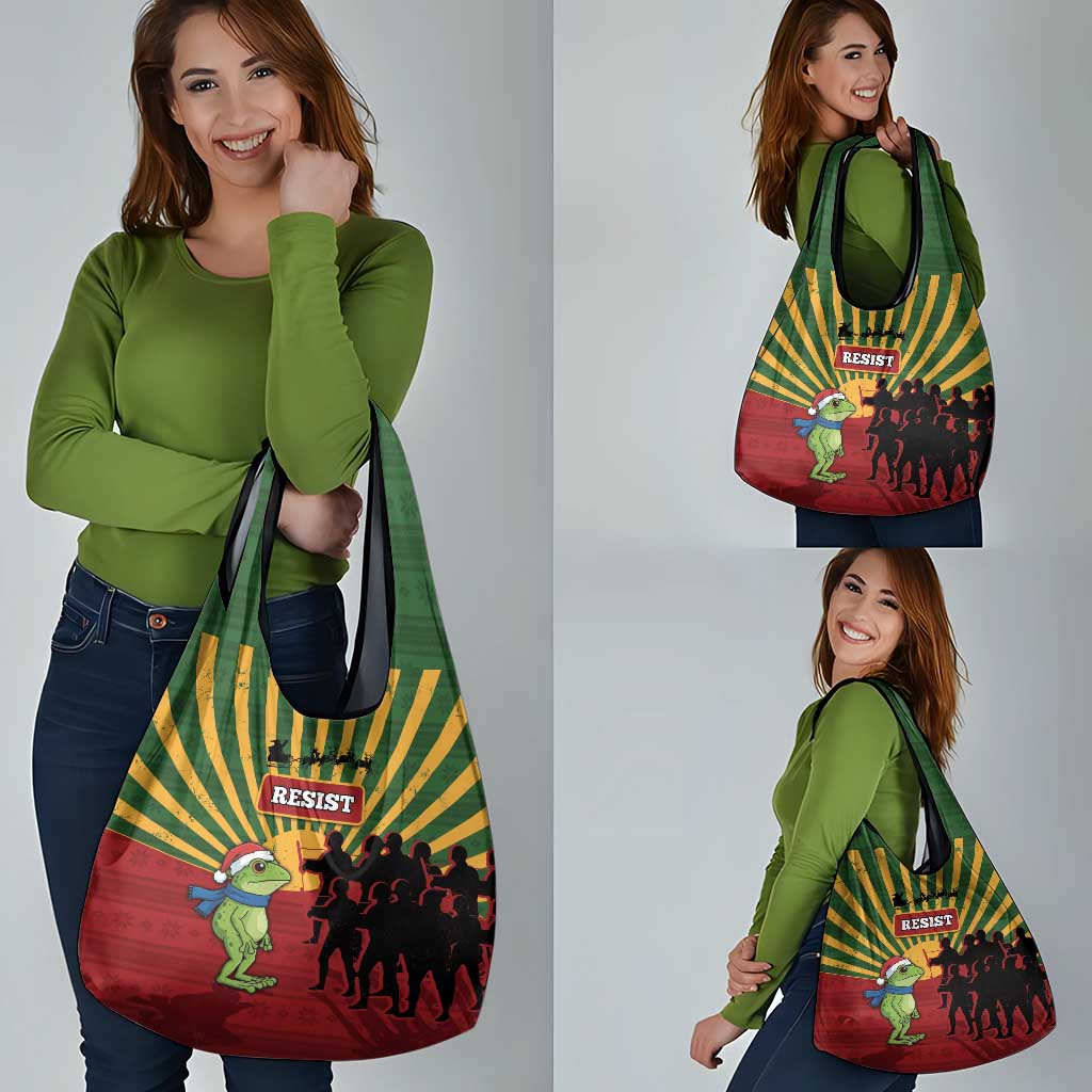 Merry Resistmas Grocery Bag Resist Portland Frog - Wonder Print Shop