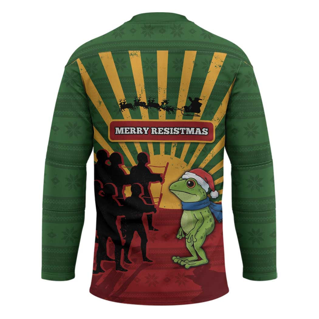 Merry Resistmas Hockey Jersey Resist Portland Frog - Wonder Print Shop