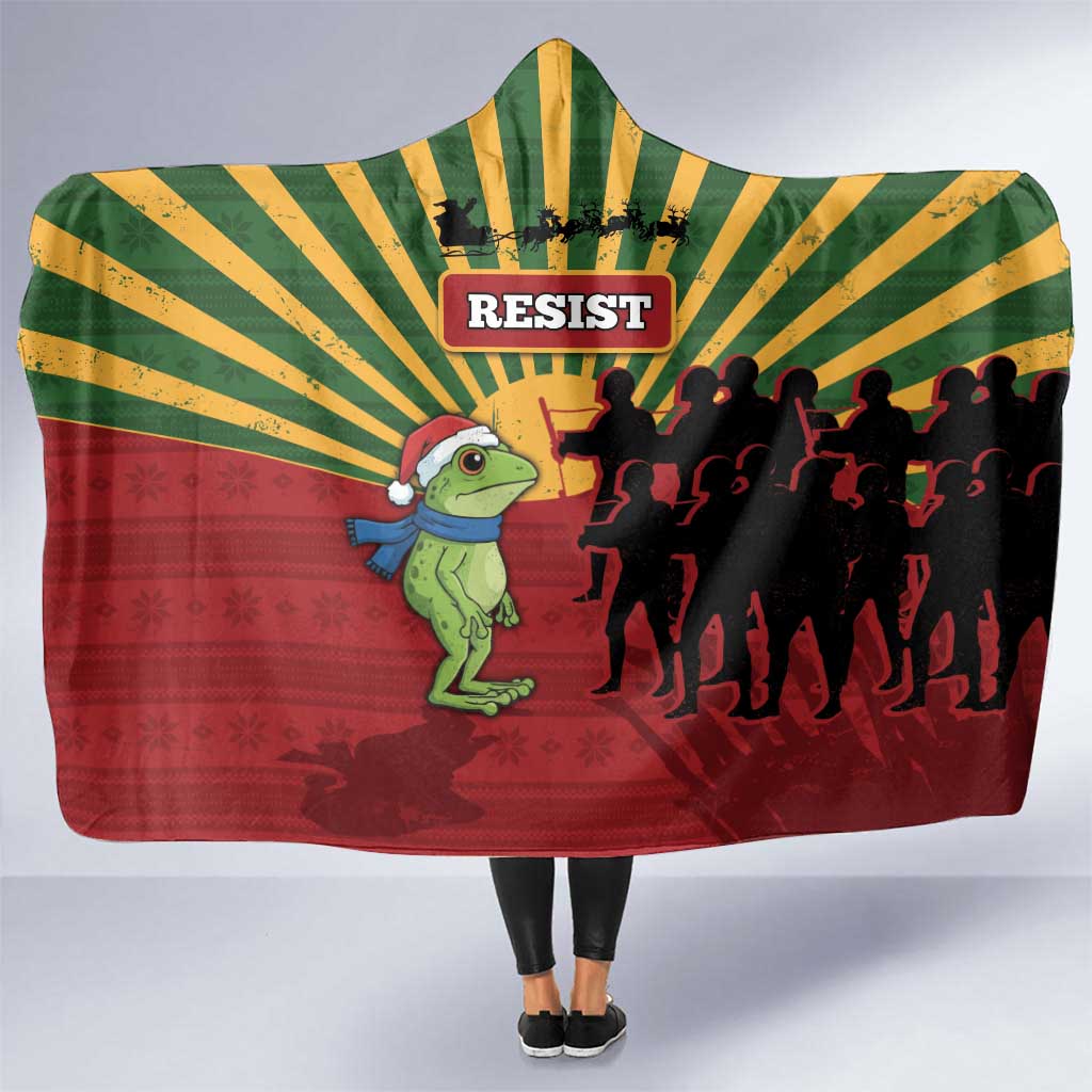 Merry Resistmas Hooded Blanket Resist Portland Frog - Wonder Print Shop