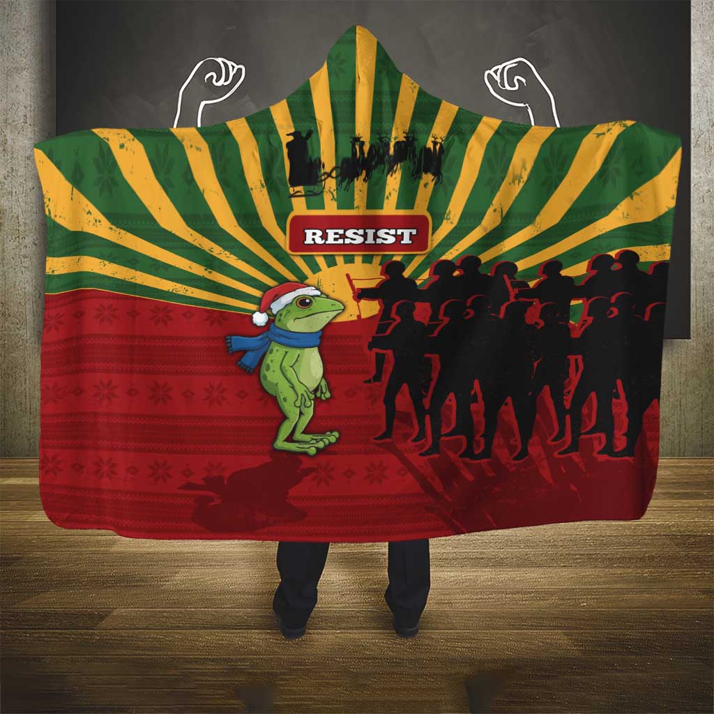 Merry Resistmas Hooded Blanket Resist Portland Frog - Wonder Print Shop