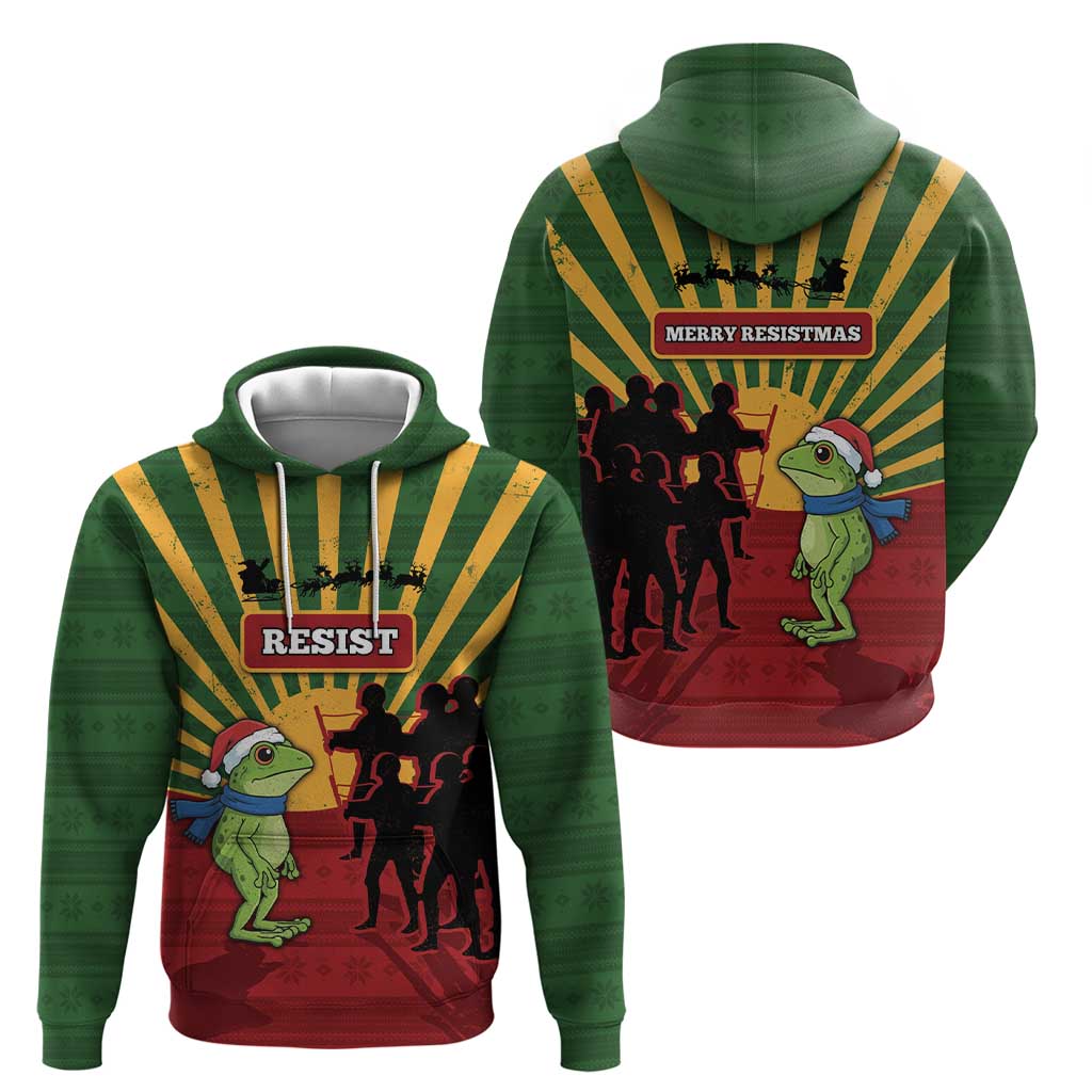 Merry Resistmas Hoodie Resist Portland Frog - Wonder Print Shop