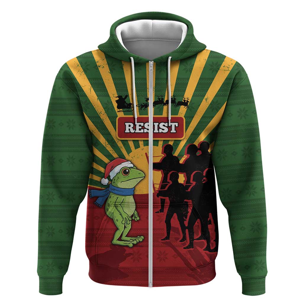 Merry Resistmas Hoodie Resist Portland Frog - Wonder Print Shop