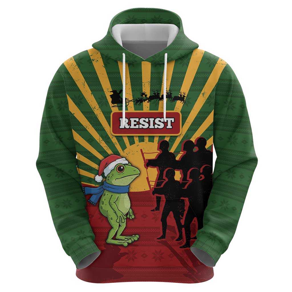 Merry Resistmas Hoodie Resist Portland Frog - Wonder Print Shop