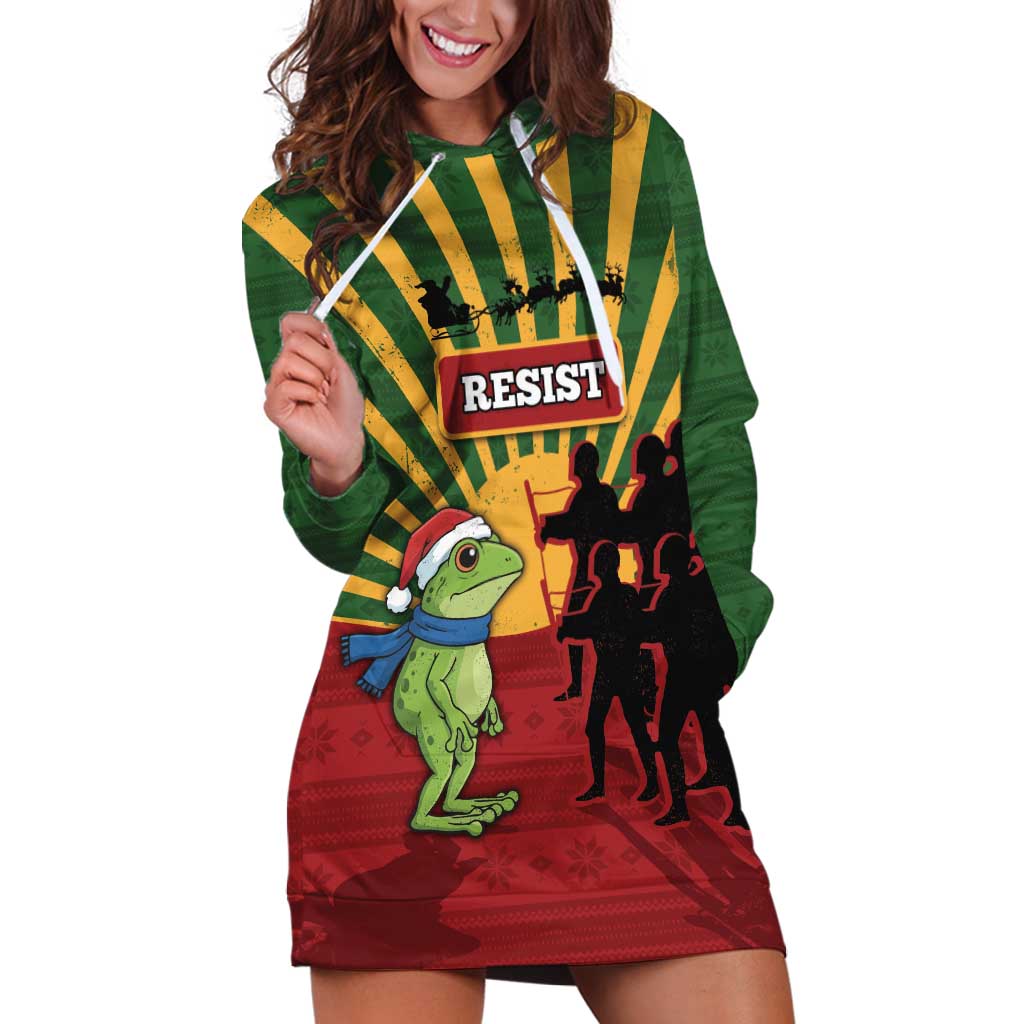Merry Resistmas Hoodie Dress Resist Portland Frog - Wonder Print Shop