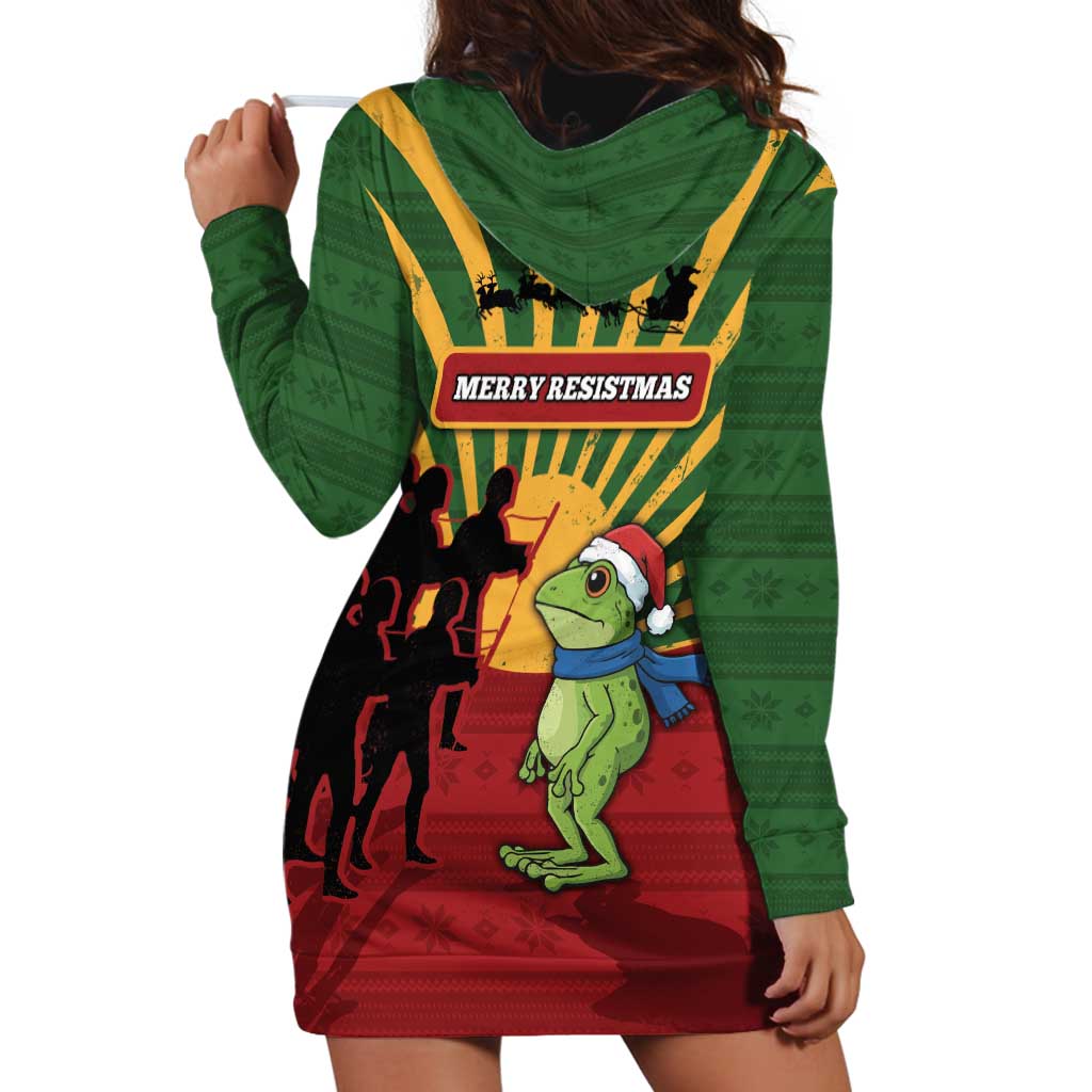 Merry Resistmas Hoodie Dress Resist Portland Frog - Wonder Print Shop