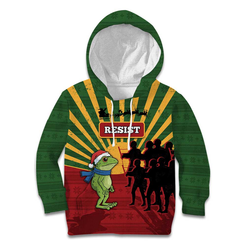Merry Resistmas Kid Hoodie Resist Portland Frog - Wonder Print Shop
