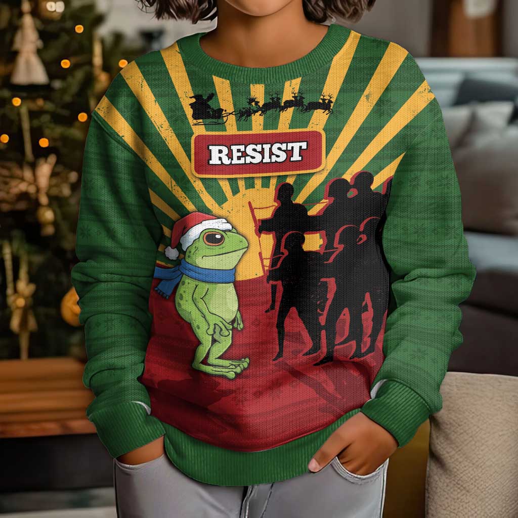 Merry Resistmas Kid Ugly Christmas Sweater Resist Portland Frog - Wonder Print Shop