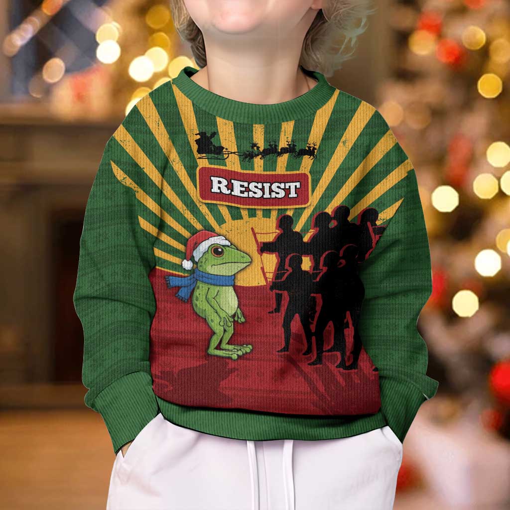 Merry Resistmas Kid Ugly Christmas Sweater Resist Portland Frog - Wonder Print Shop