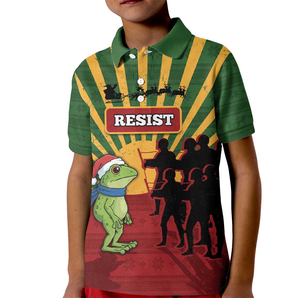 Merry Resistmas Kid Polo Shirt Resist Portland Frog - Wonder Print Shop
