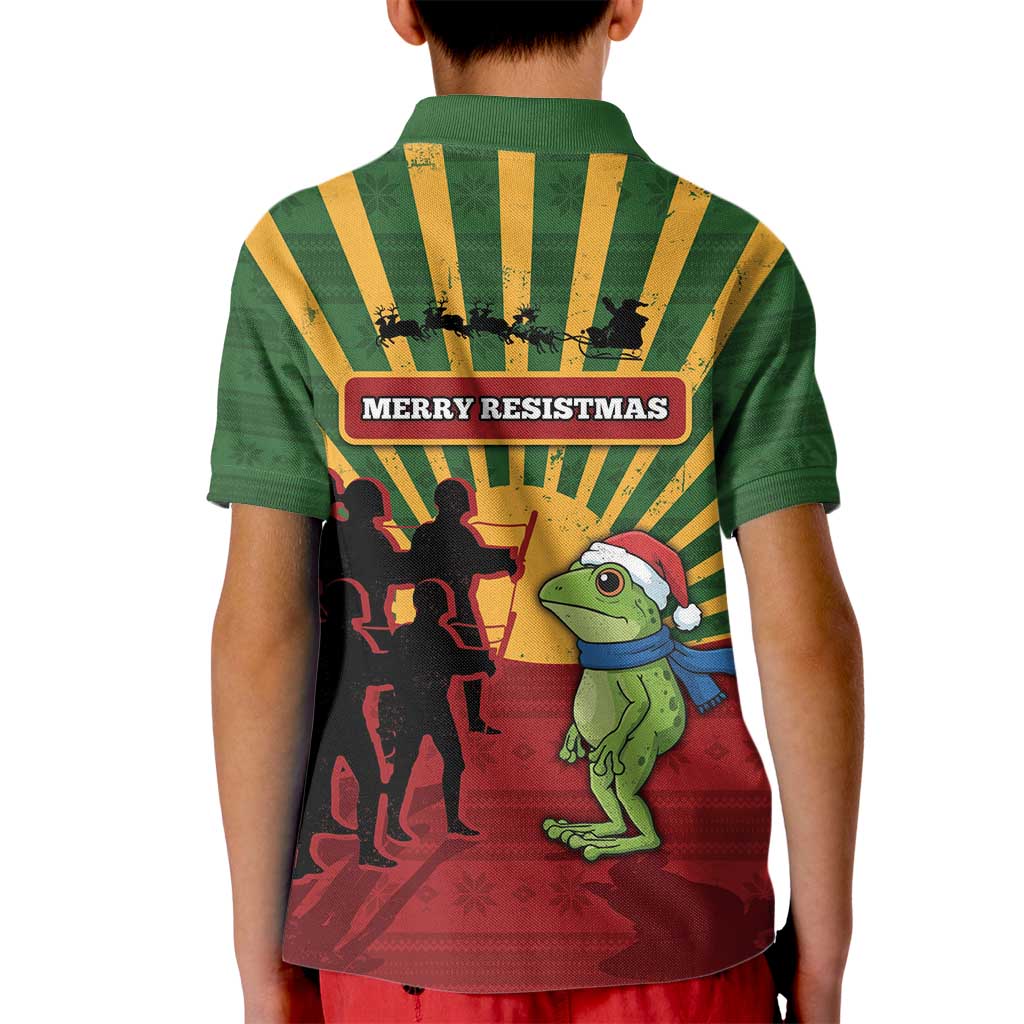 Merry Resistmas Kid Polo Shirt Resist Portland Frog - Wonder Print Shop