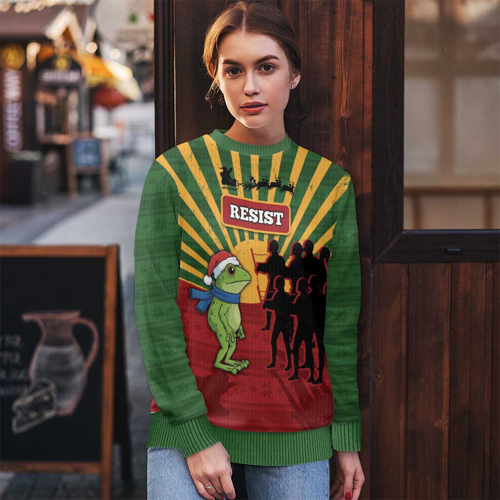 Merry Resistmas Ugly Christmas Sweater Resist Portland Frog - Wonder Print Shop