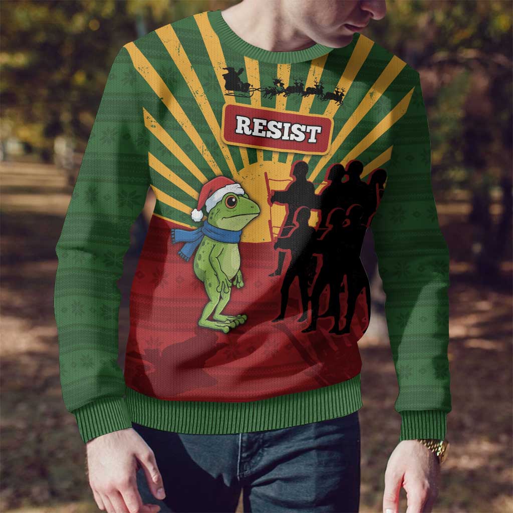 Merry Resistmas Ugly Christmas Sweater Resist Portland Frog - Wonder Print Shop