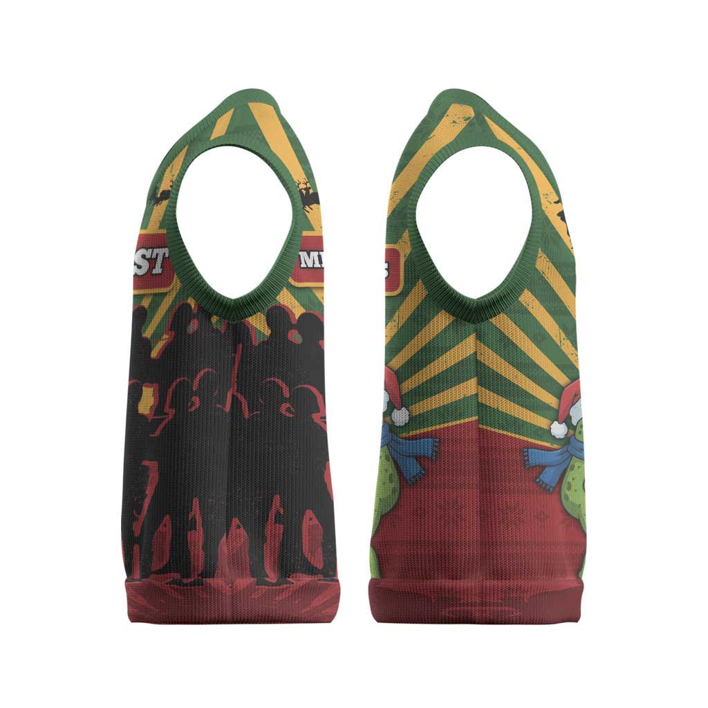 Merry Resistmas Christmas Knitted V-Neck Vest Resist Portland Frog - Wonder Print Shop