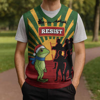 Merry Resistmas Christmas Knitted V-Neck Vest Resist Portland Frog - Wonder Print Shop