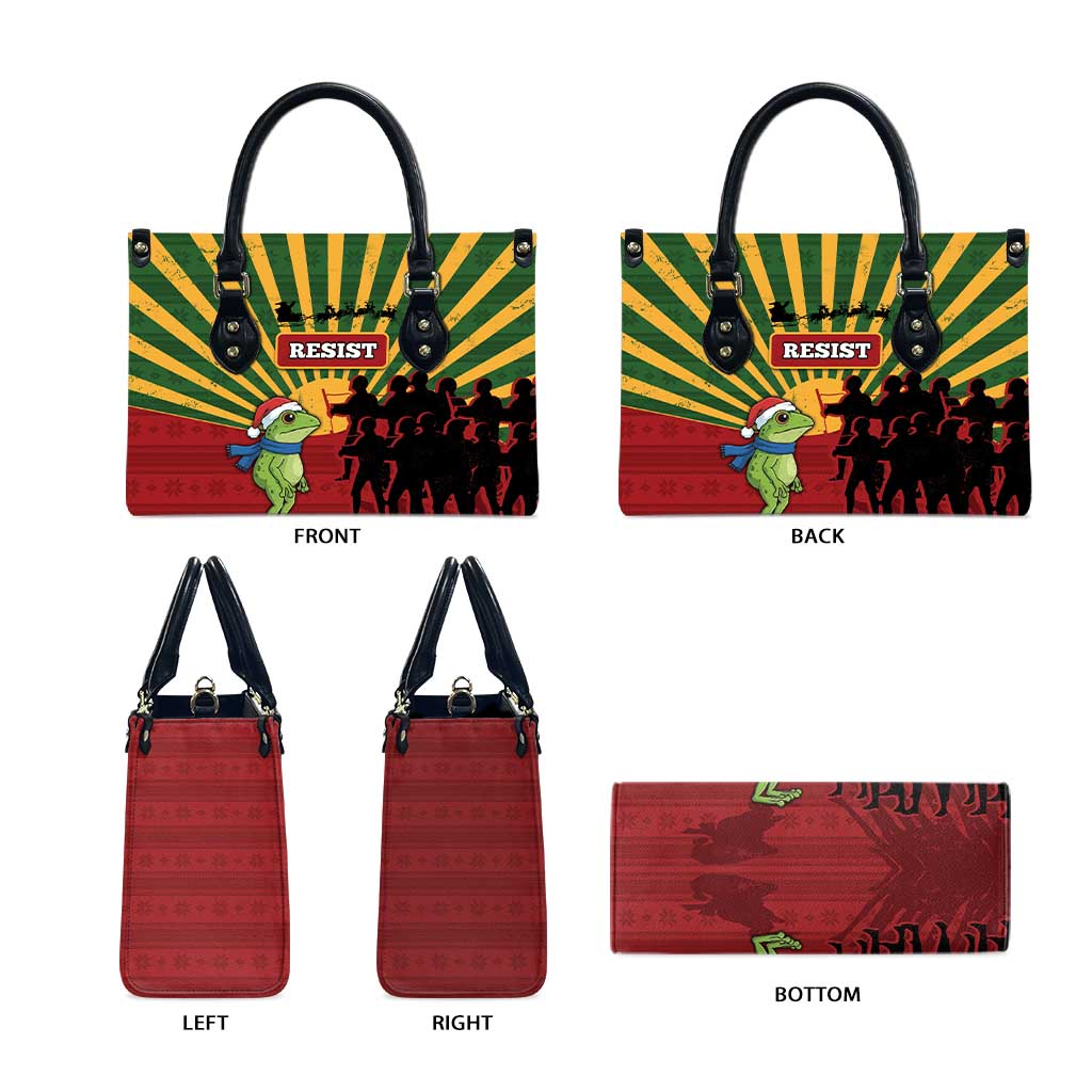Merry Resistmas Leather Bag Resist Portland Frog - Wonder Print Shop