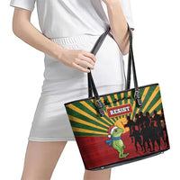 Merry Resistmas Leather Tote Bag Resist Portland Frog - Wonder Print Shop