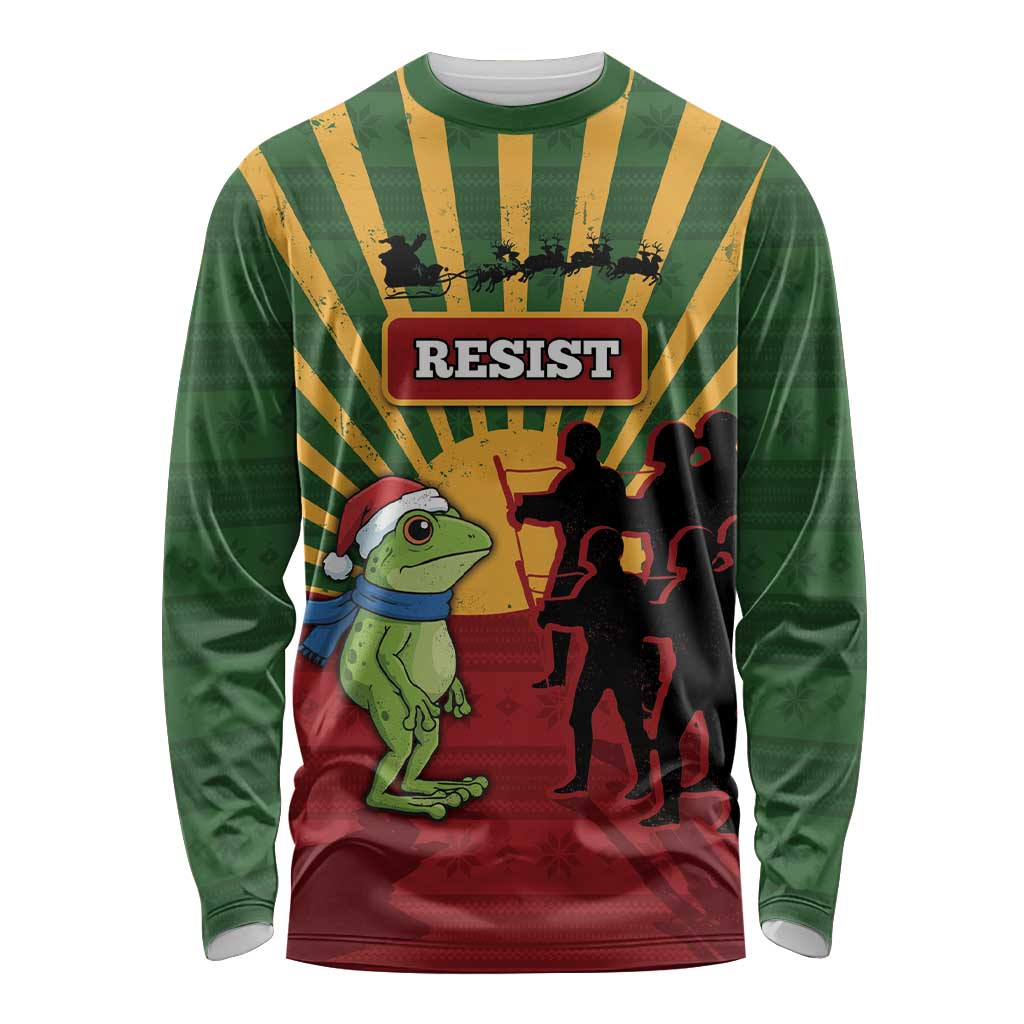 Merry Resistmas Long Sleeve Shirt Resist Portland Frog - Wonder Print Shop