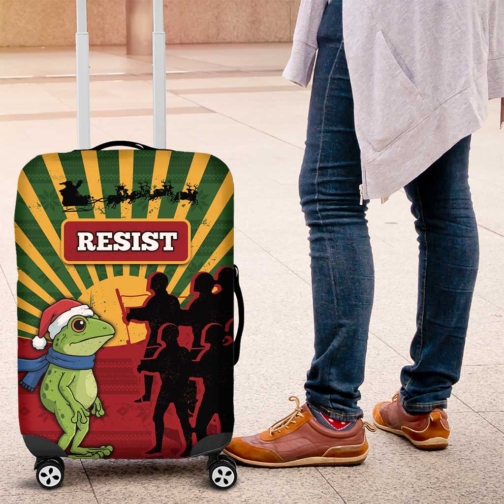 Merry Resistmas Luggage Cover Resist Portland Frog - Wonder Print Shop