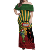 Merry Resistmas Off Shoulder Maxi Dress Resist Portland Frog - Wonder Print Shop