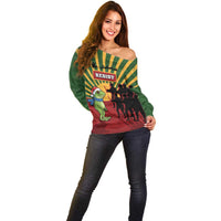 Merry Resistmas Off Shoulder Sweater Resist Portland Frog - Wonder Print Shop