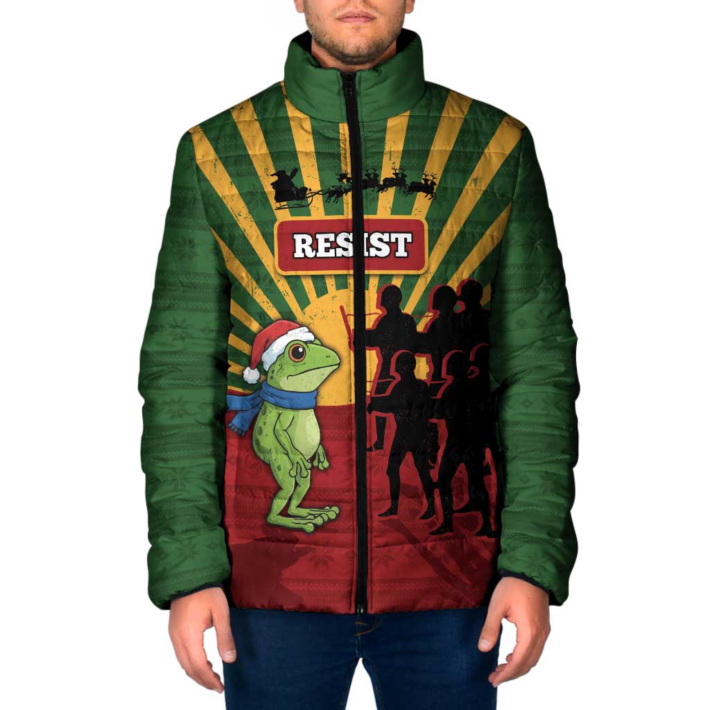 Merry Resistmas Padded Jacket Resist Portland Frog - Wonder Print Shop
