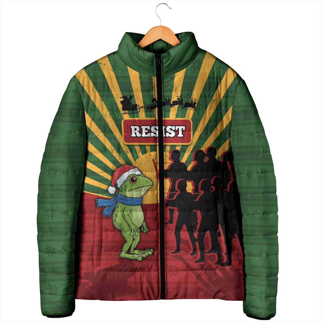 Merry Resistmas Padded Jacket Resist Portland Frog - Wonder Print Shop