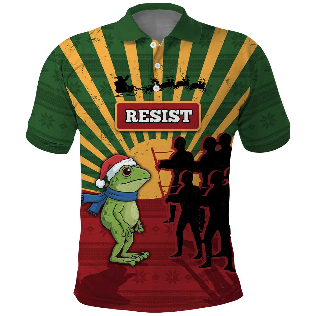 Merry Resistmas Polo Shirt Resist Portland Frog - Wonder Print Shop