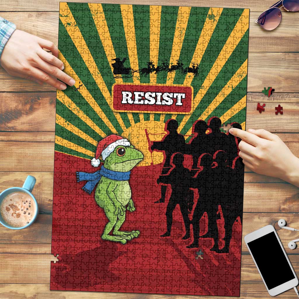 Merry Resistmas Puzzle Resist Portland Frog - Wonder Print Shop