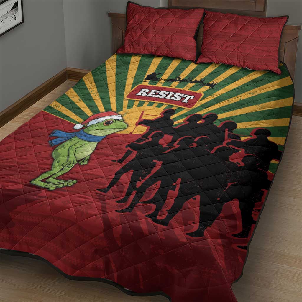 Merry Resistmas Quilt Bed Set Resist Portland Frog - Wonder Print Shop