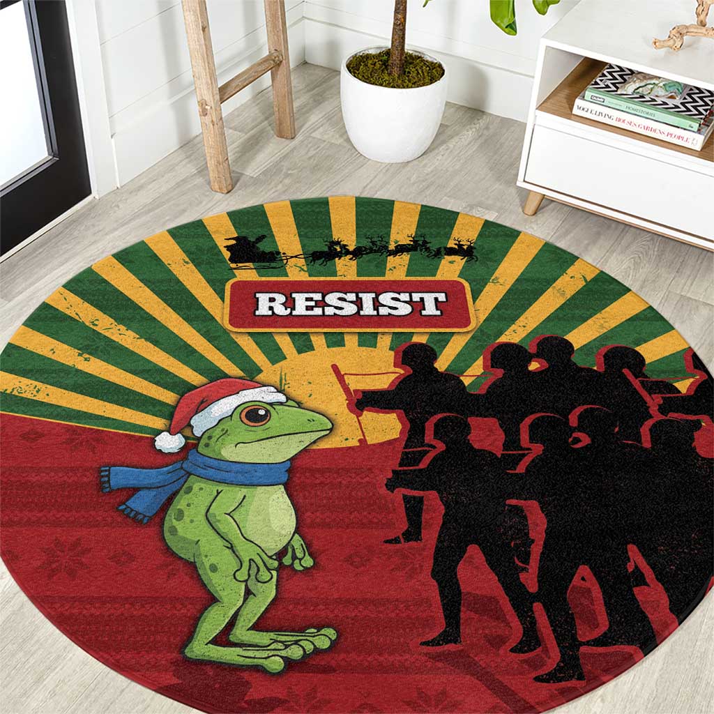 Merry Resistmas Round Carpet Resist Portland Frog - Wonder Print Shop