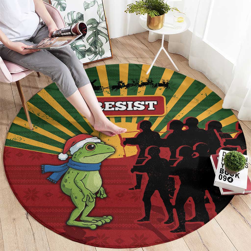 Merry Resistmas Round Carpet Resist Portland Frog - Wonder Print Shop