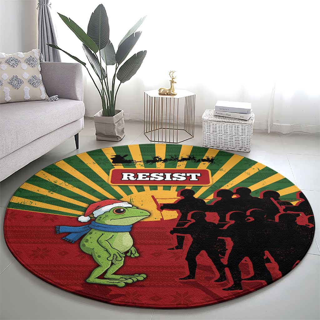 Merry Resistmas Round Carpet Resist Portland Frog - Wonder Print Shop