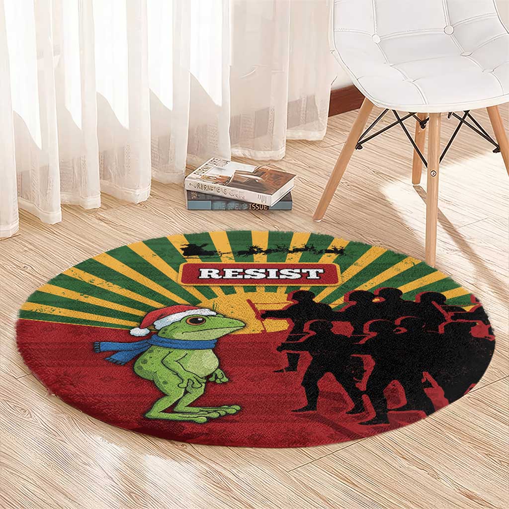 Merry Resistmas Round Carpet Resist Portland Frog - Wonder Print Shop