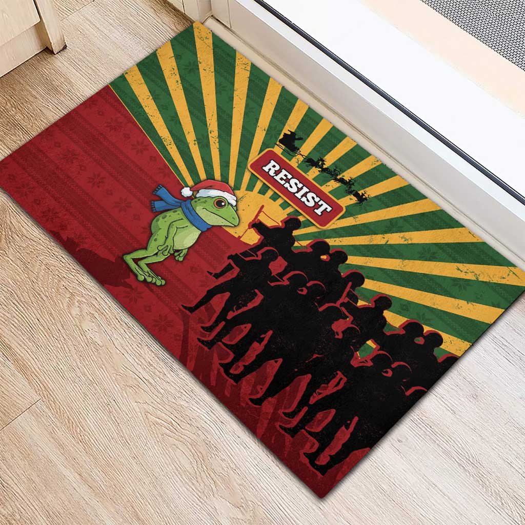 Merry Resistmas Rubber Doormat Resist Portland Frog - Wonder Print Shop