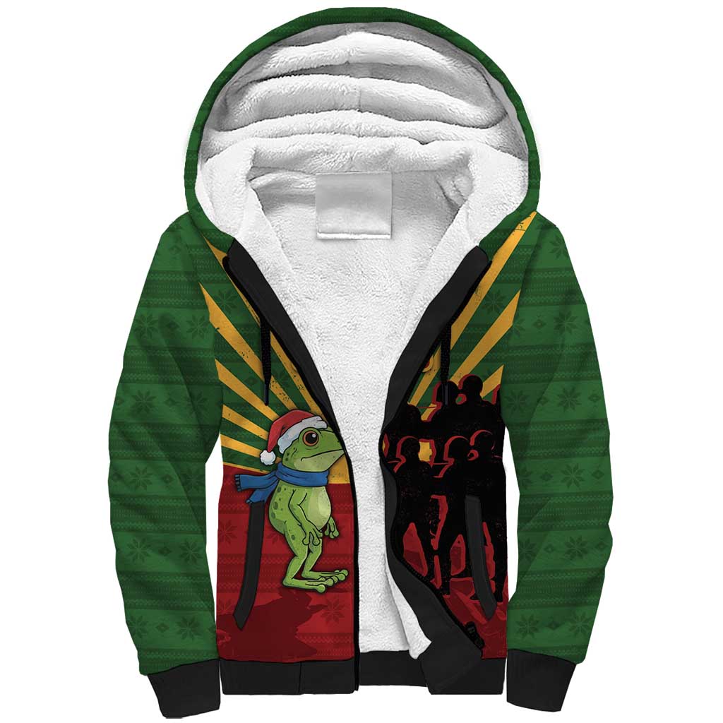 Merry Resistmas Sherpa Hoodie Resist Portland Frog - Wonder Print Shop