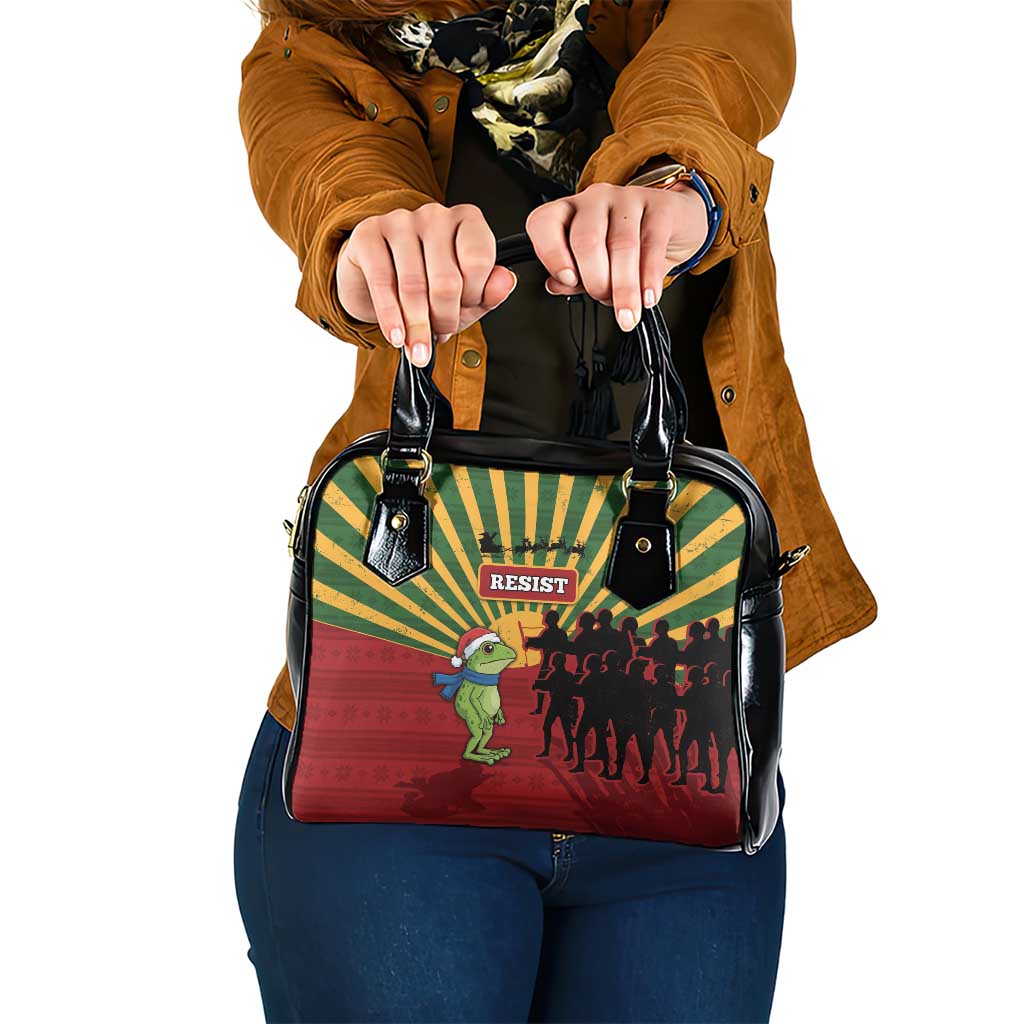Merry Resistmas Shoulder Handbag Resist Portland Frog - Wonder Print Shop