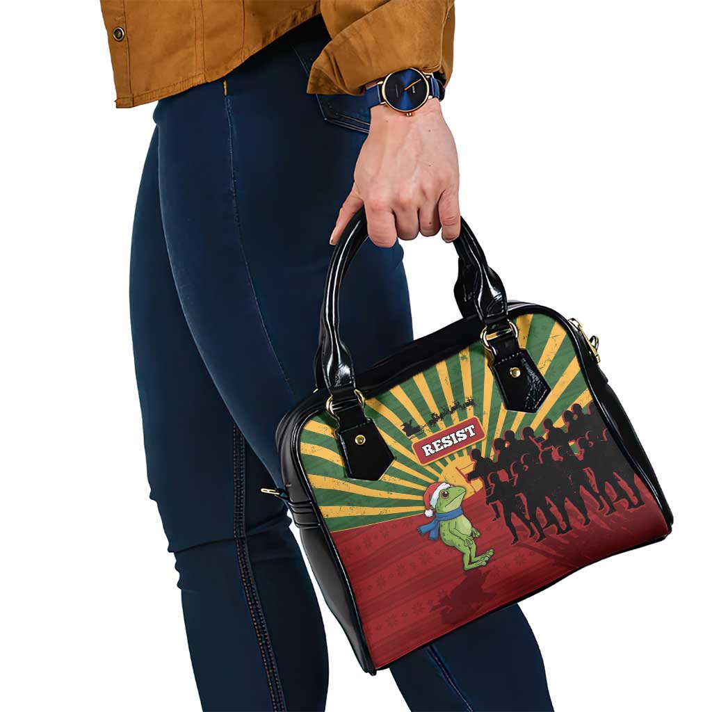 Merry Resistmas Shoulder Handbag Resist Portland Frog - Wonder Print Shop