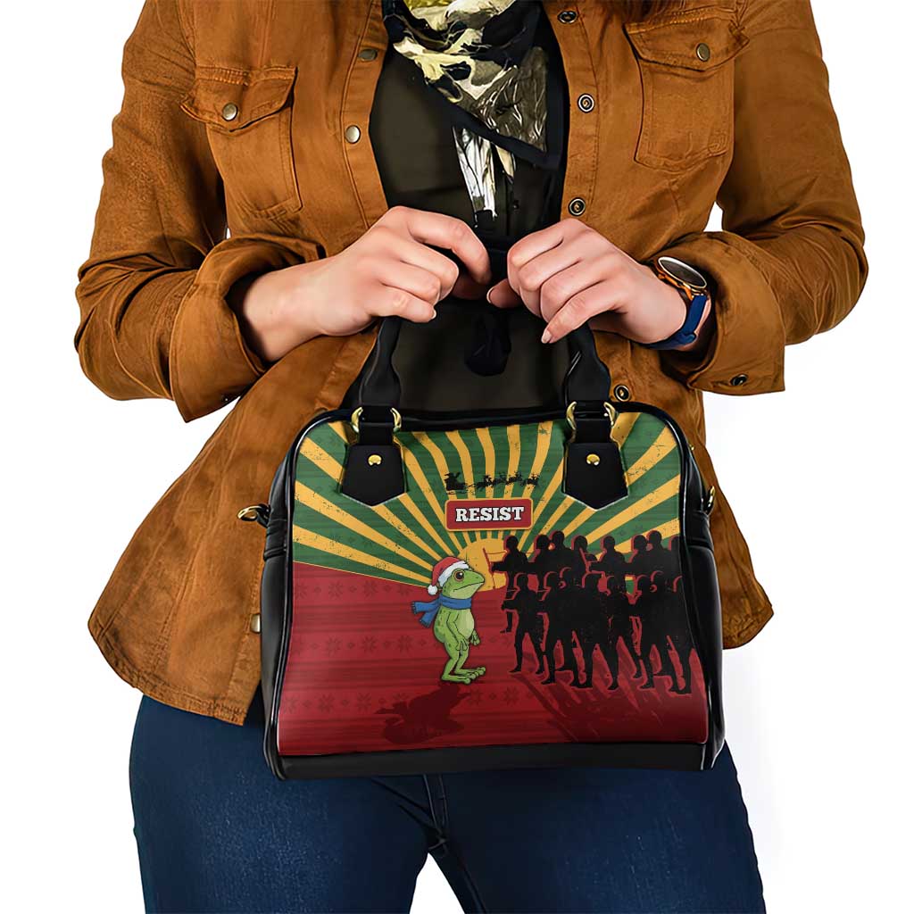 Merry Resistmas Shoulder Handbag Resist Portland Frog - Wonder Print Shop