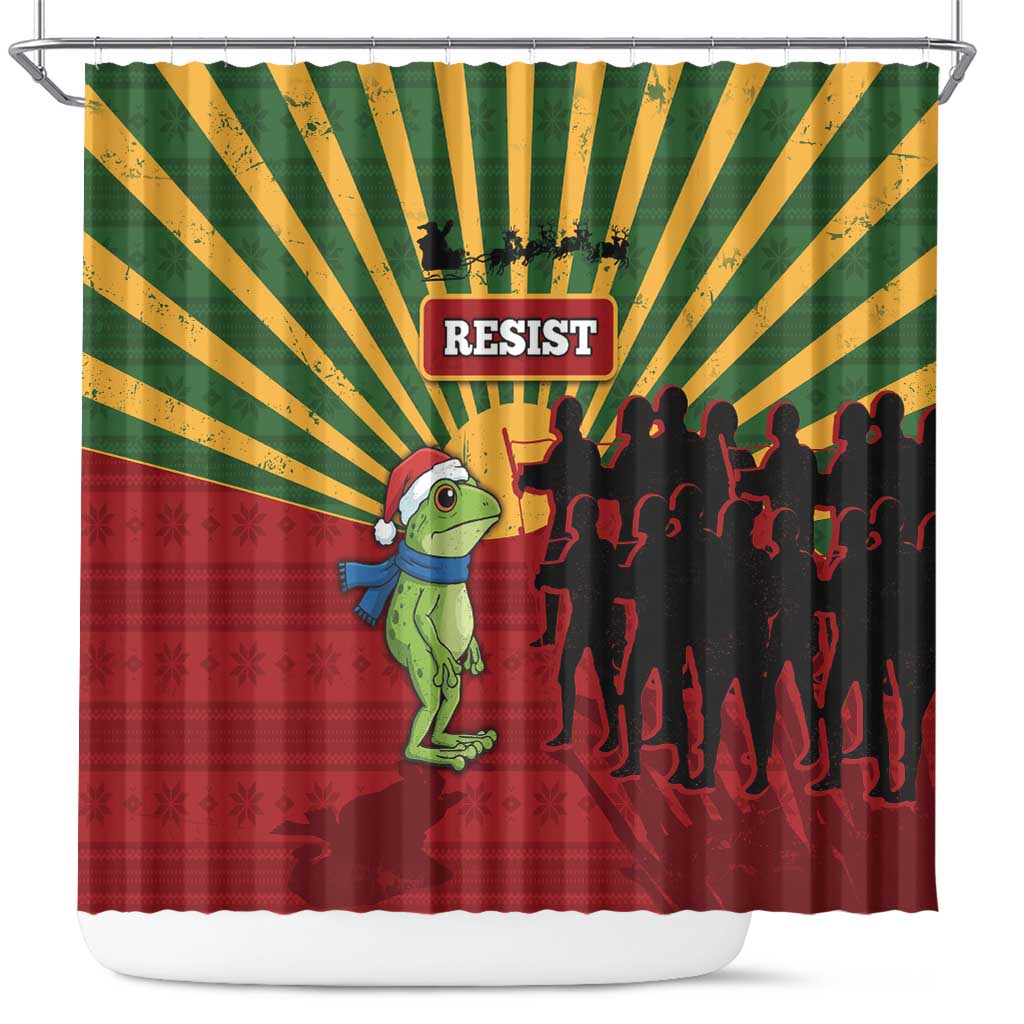 Merry Resistmas Shower Curtain Resist Portland Frog - Wonder Print Shop