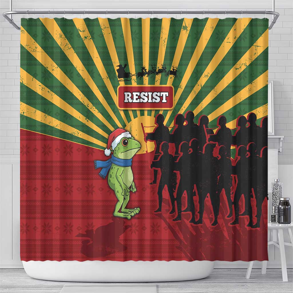 Merry Resistmas Shower Curtain Resist Portland Frog - Wonder Print Shop