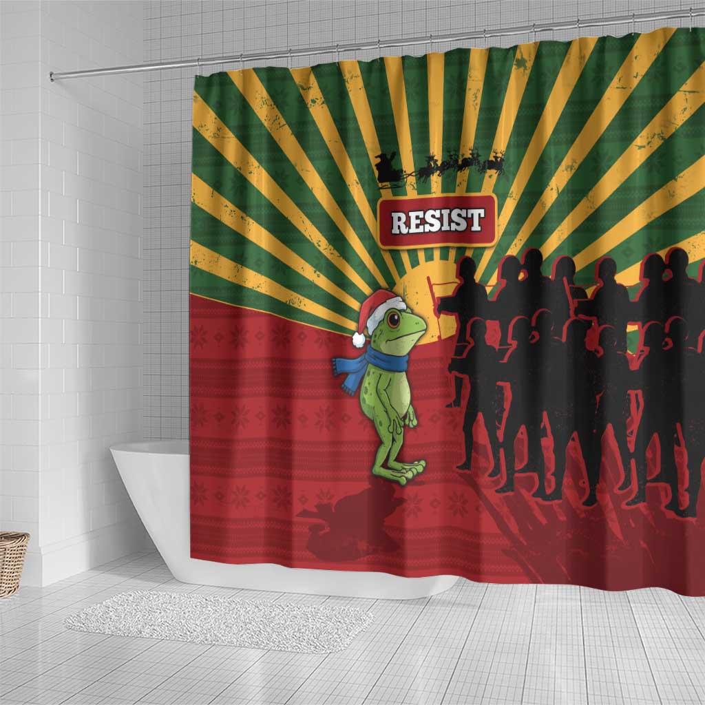Merry Resistmas Shower Curtain Resist Portland Frog - Wonder Print Shop