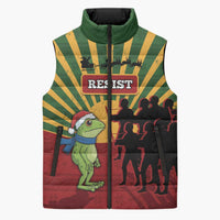 Merry Resistmas Sleeveless Puffer Jacket Resist Portland Frog - Wonder Print Shop