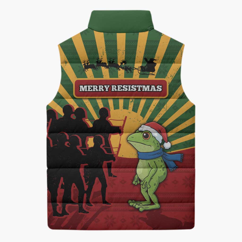 Merry Resistmas Sleeveless Puffer Jacket Resist Portland Frog - Wonder Print Shop