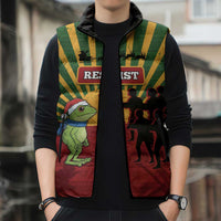 Merry Resistmas Sleeveless Puffer Jacket Resist Portland Frog - Wonder Print Shop